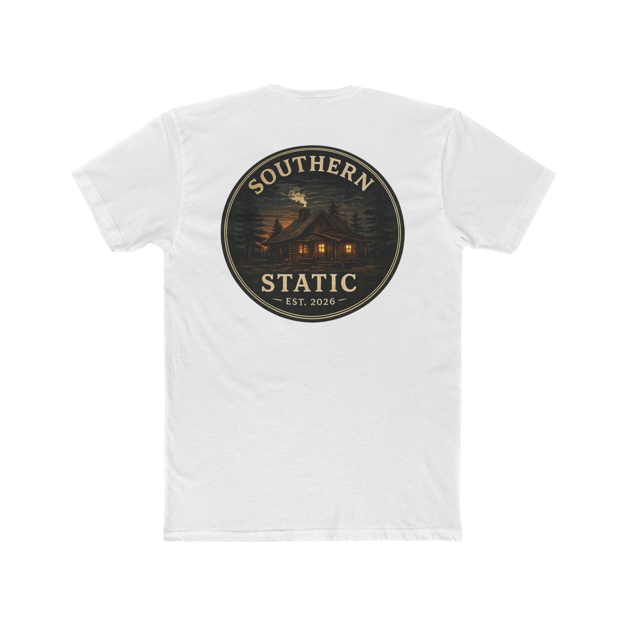Southern Static Cabin Tee — Rustic Mountain Logo T-Shirt