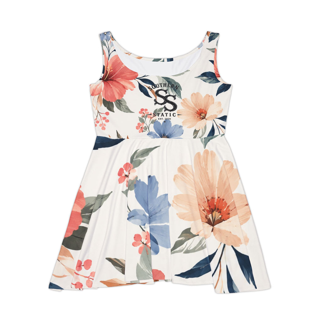 Floral Skater Dress – Pastel Watercolor Blossom Print