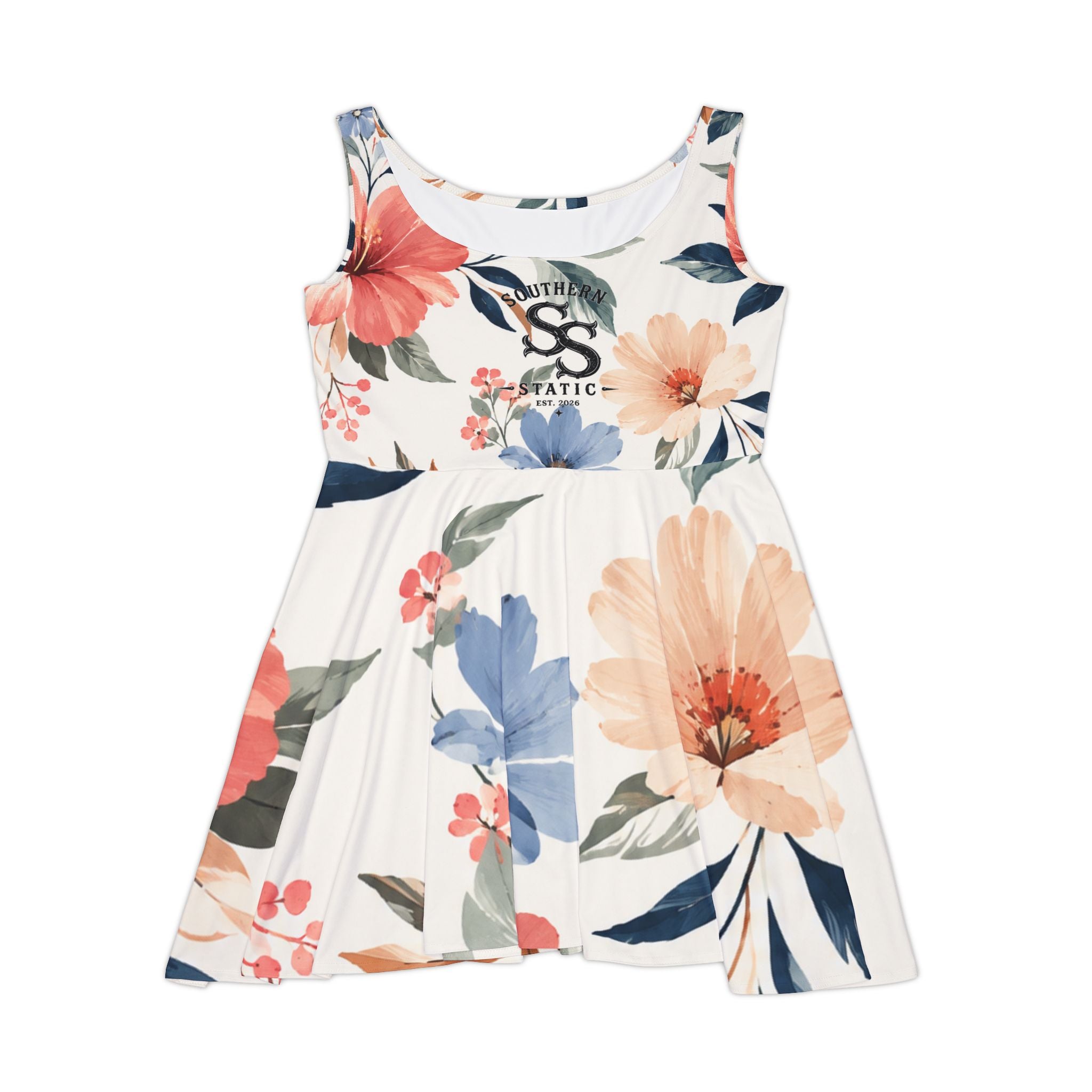 Floral Skater Dress – Pastel Watercolor Blossom Print