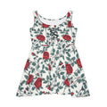 Floral Rose Skater Dress — Red Rose All-Over Print Women's Dress