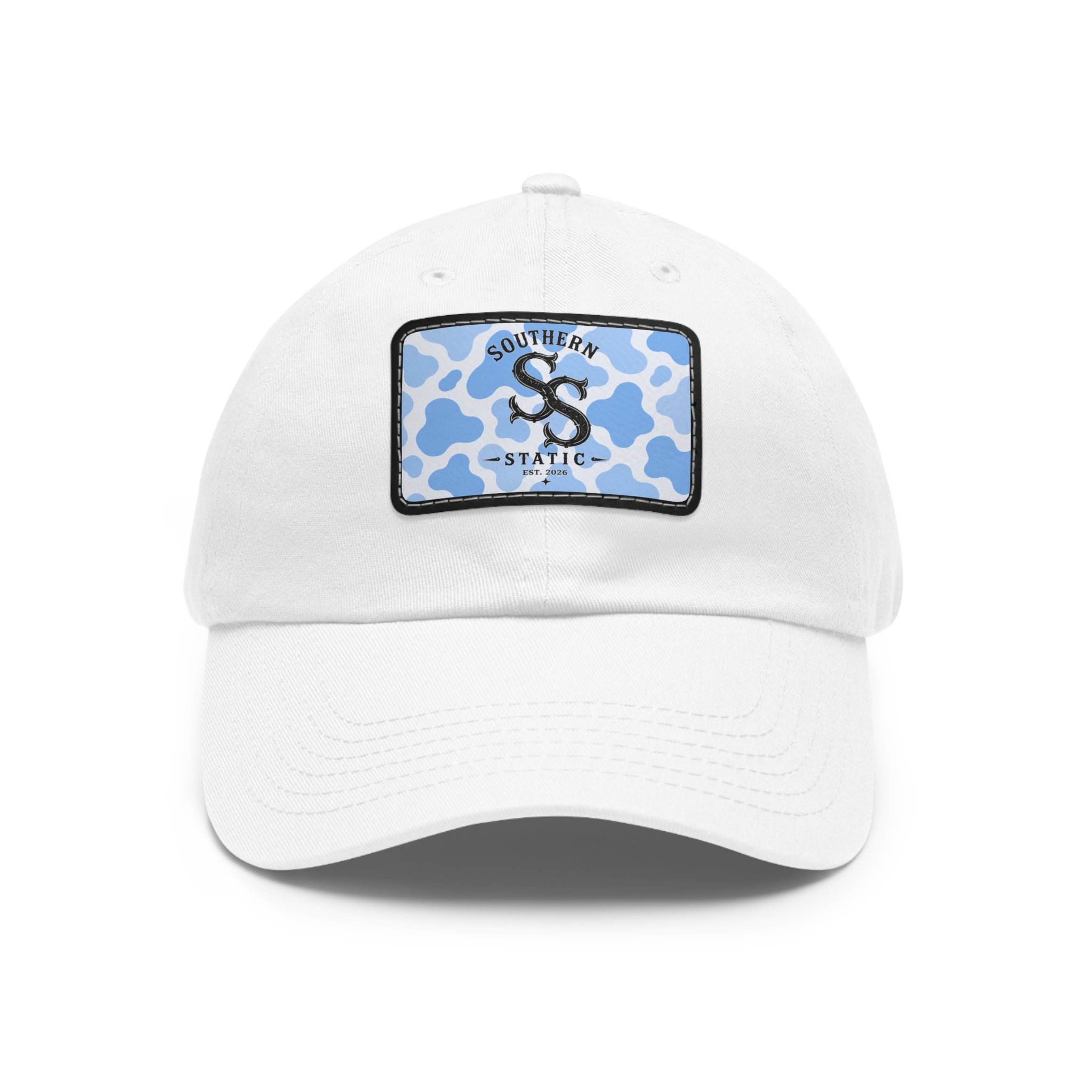 Southern Static Blue Camo Leather Patch Dad Hat