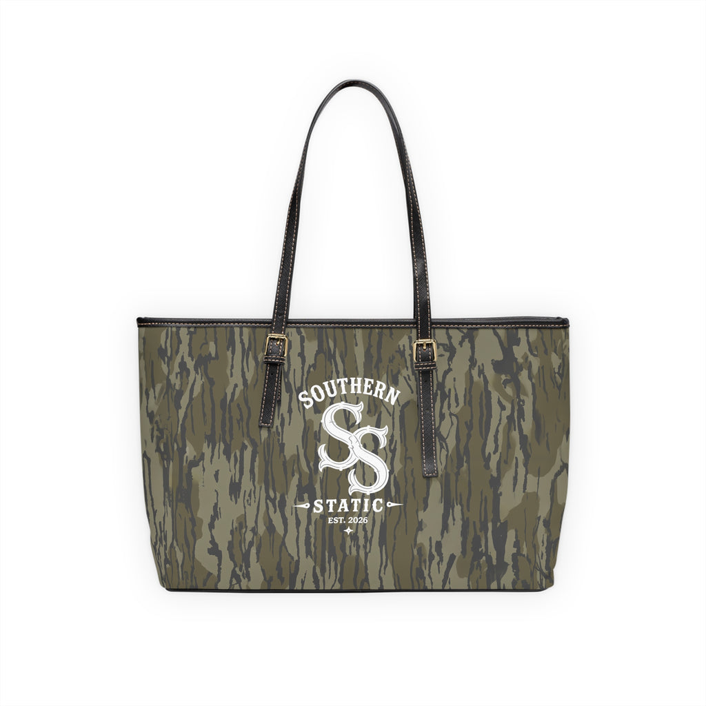 Camo PU Leather Shoulder Bag — Southern Static Logo Tote