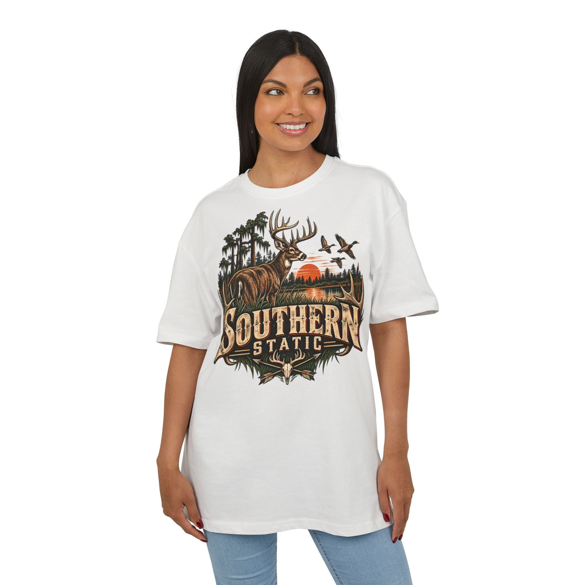 Southern Station Graphic Tee — Deer & Sunset Hunting T‑Shirt