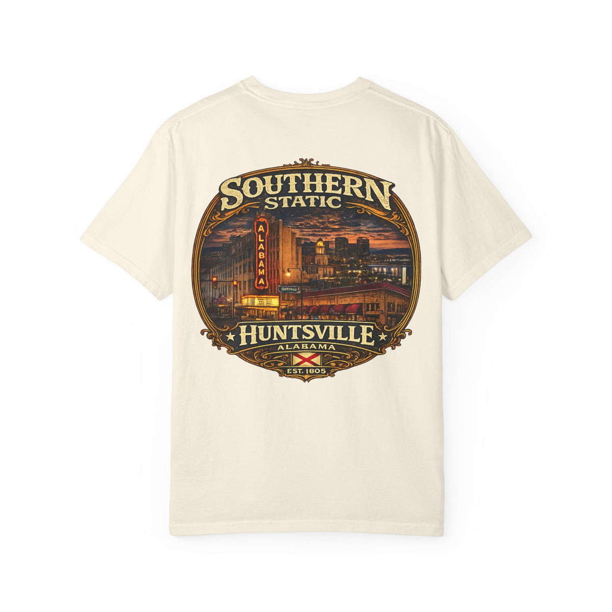 Huntsville Alabama Southern Static T-Shirt — Vintage City Skyline Tee