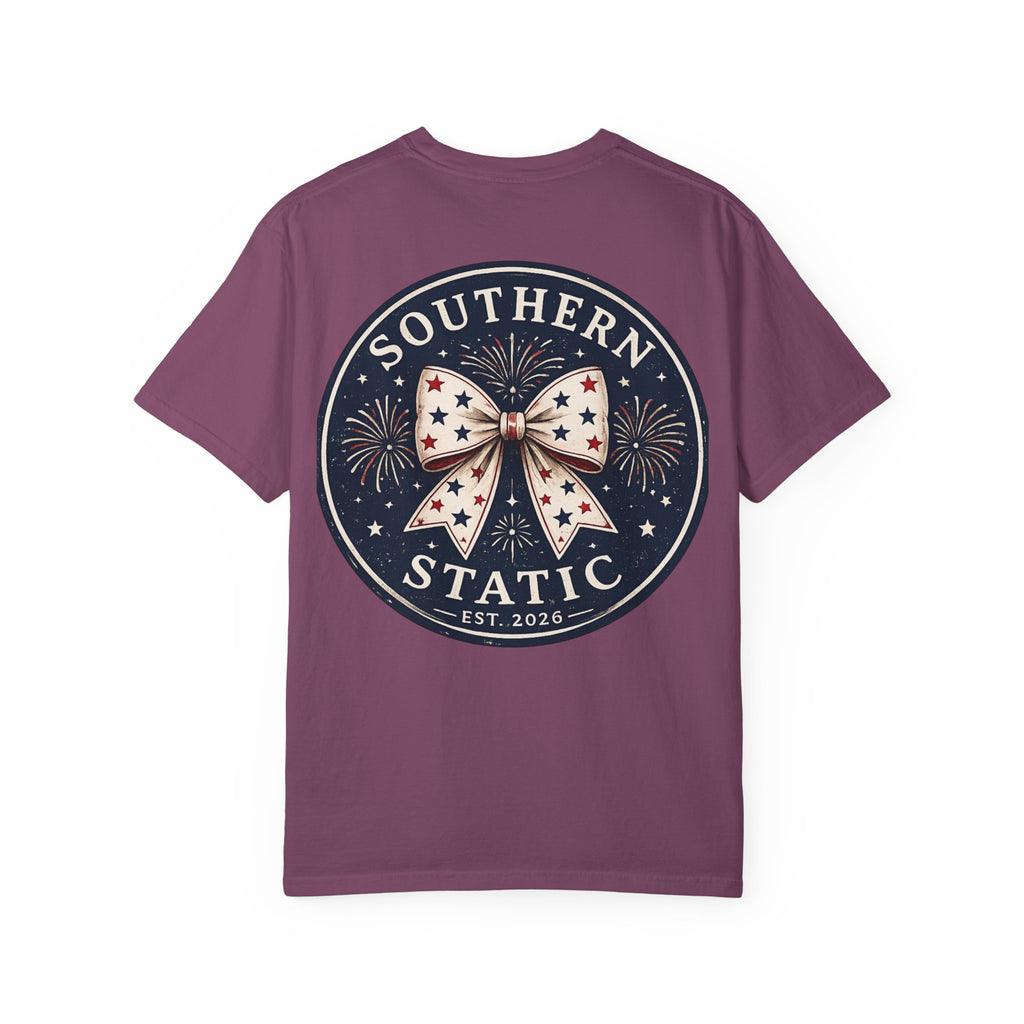 Women’s Southern Static Graphic T-Shirt — Patriotic Bow Logo Tee