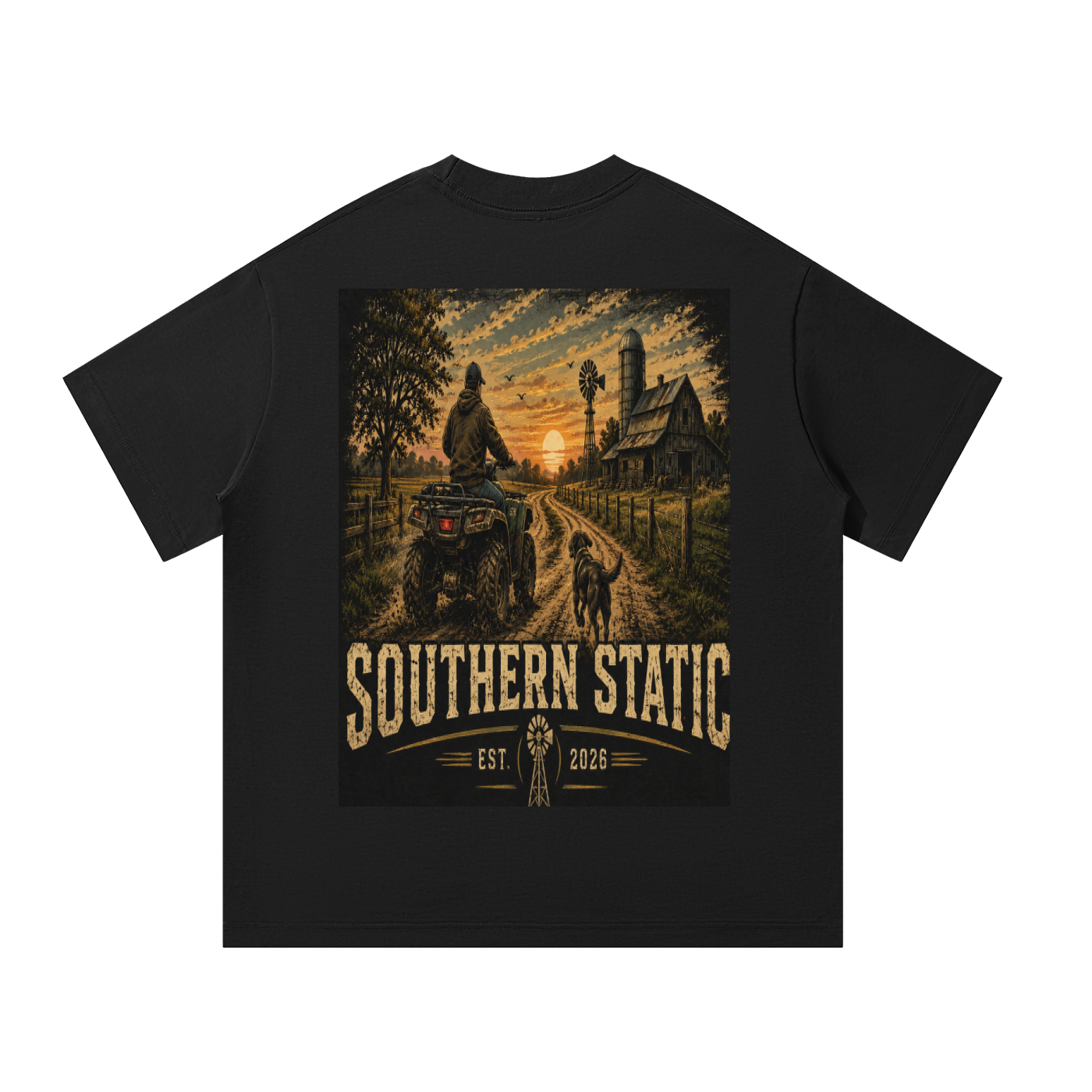 Southern Static – Country Roads & Sunset Rides | Vintage ATV Farm Life Graphic Tee