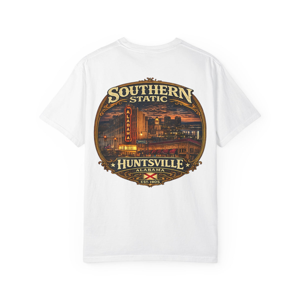 Huntsville Alabama Southern Static T-Shirt — Vintage City Skyline Tee
