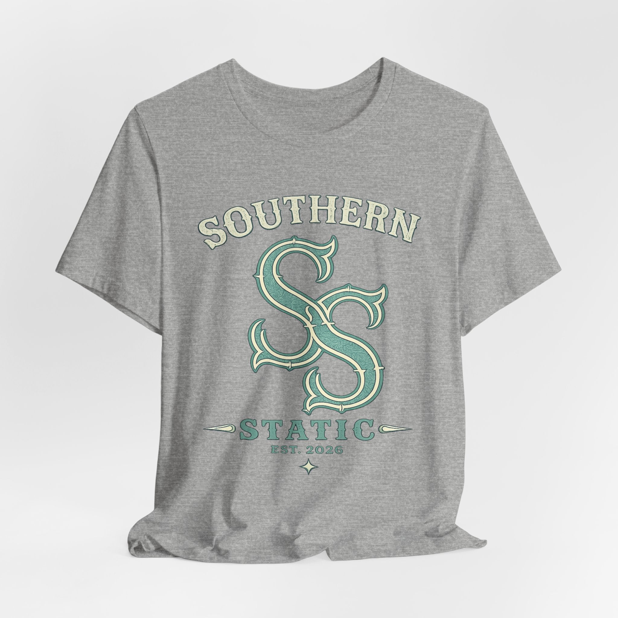 Southern Static Logo Tee — Retro Green Graphic T-Shirt