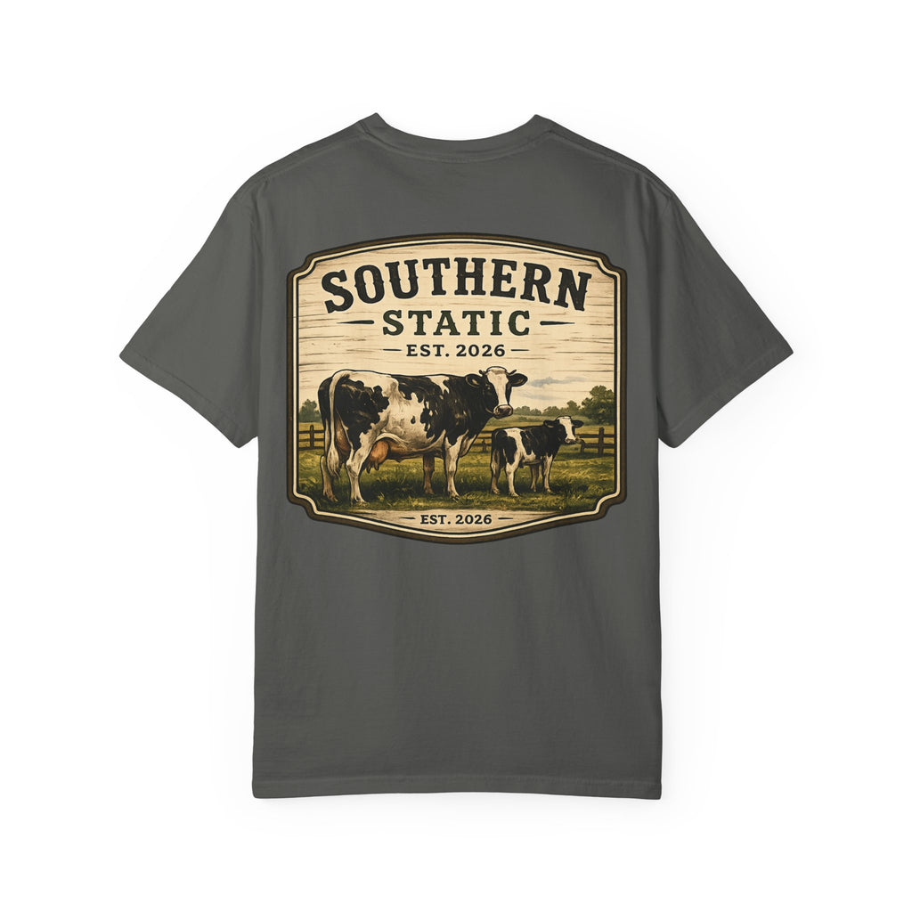 Southern Static Cow Farm T-Shirt — Vintage Ranch Graphic Tee