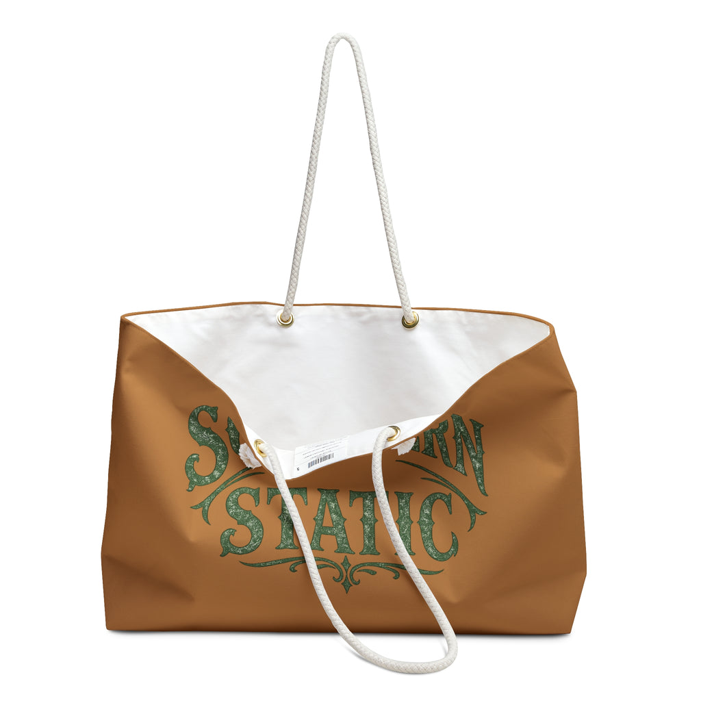 Southern Static Weekender Bag | Retro Western Logo, Canvas Tote