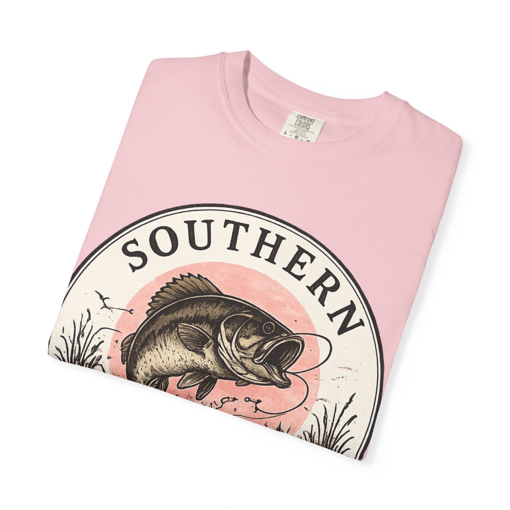 Bass Fishing Graphic T-Shirt — "Southern Static" Vintage Pond Logo