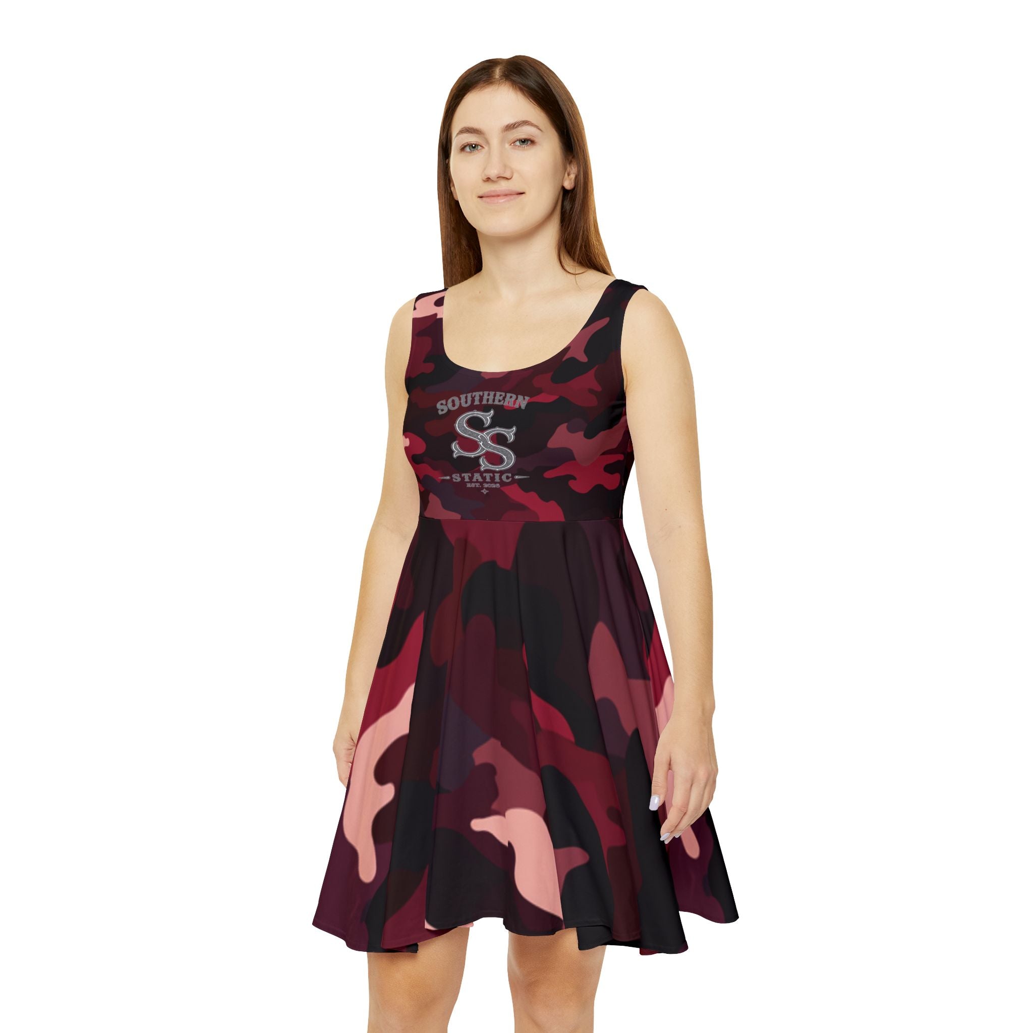 Red & Pink Camo Skater Dress – Southern Static Logo
