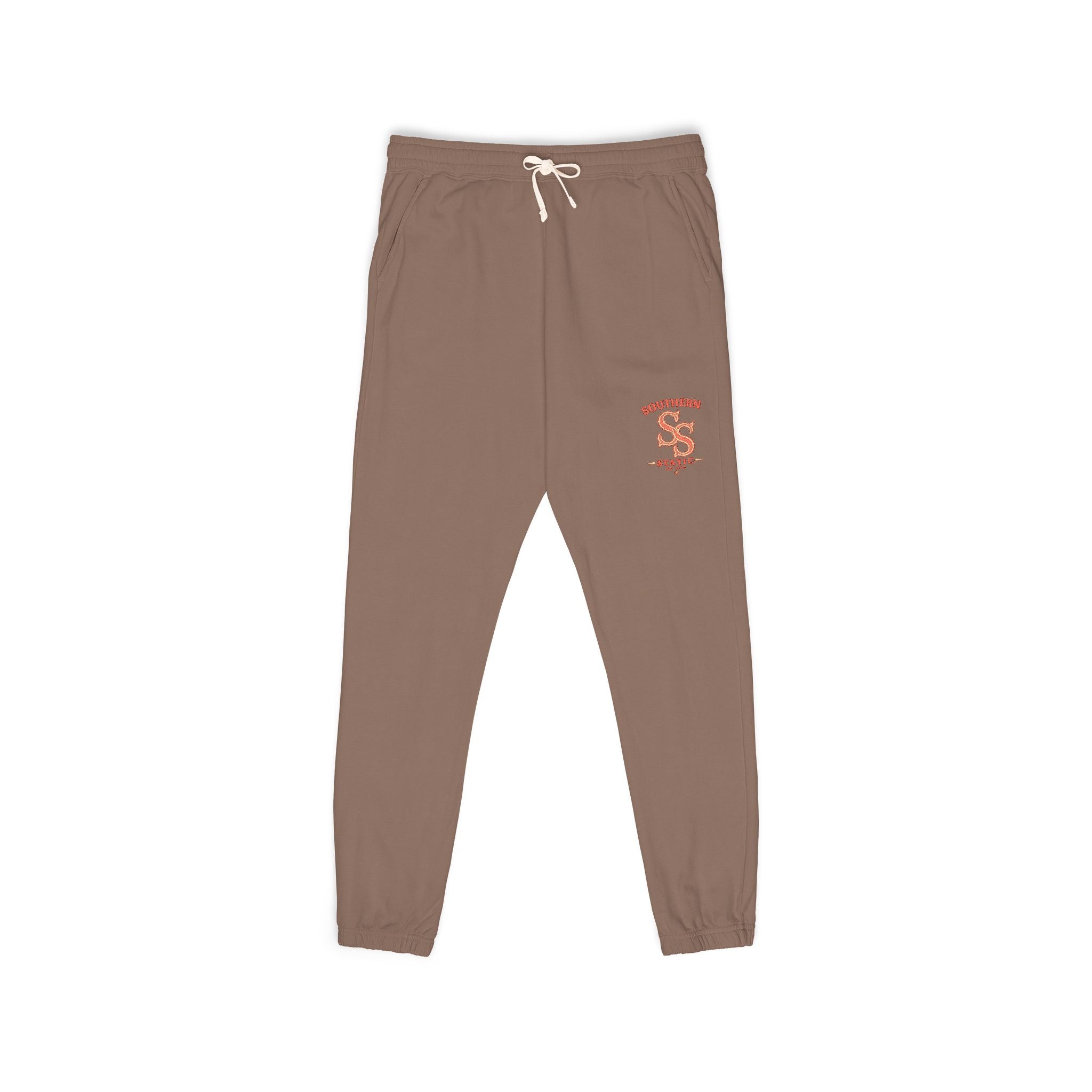 Embroidered Floral Snake Sweatpants — Garment-Dyed Fleece Joggers