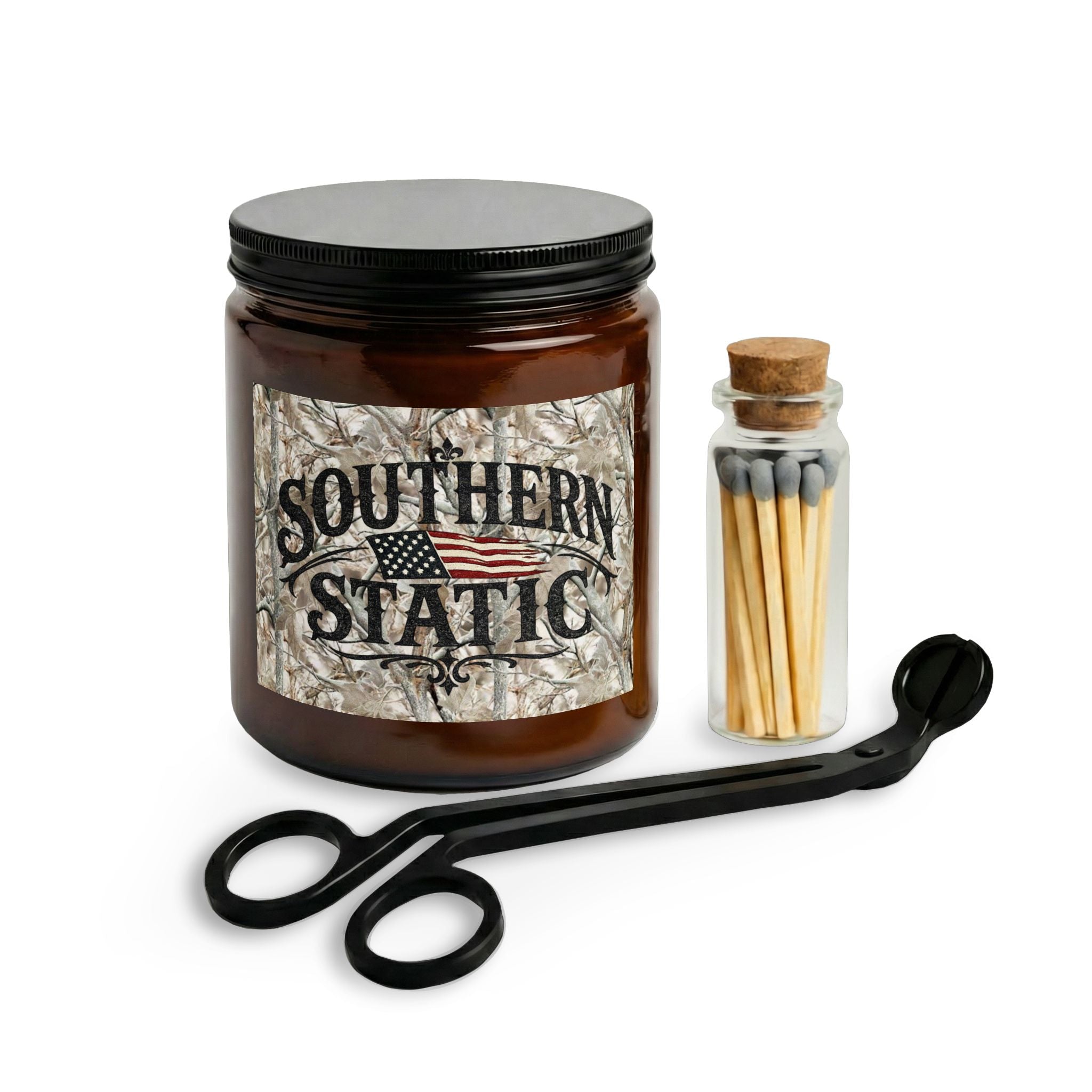 Southern Static Candle Set | Jar Candle with Matches and Wick Trimmer
