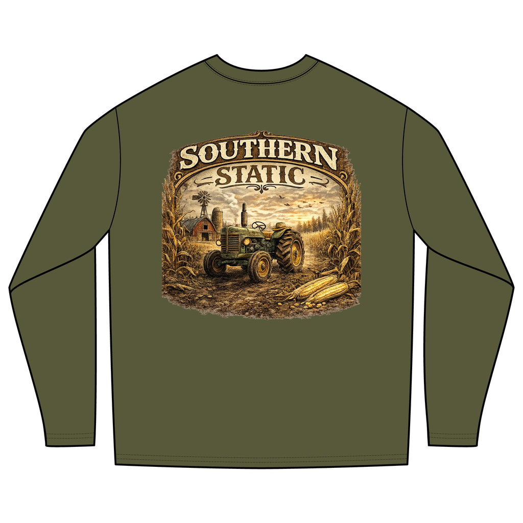 Southern Static Tractor Long Sleeve Tee | Farm Vintage Country