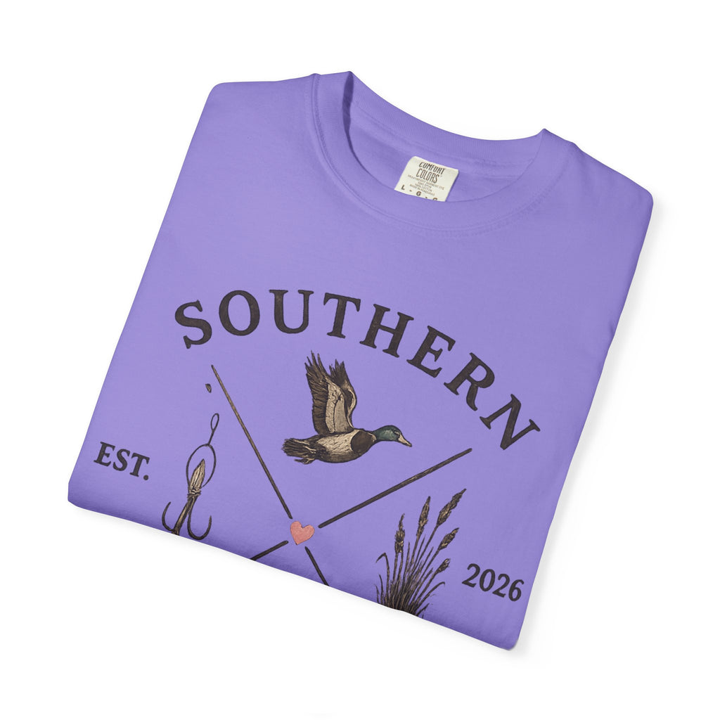 Southern Static Fishing & Hunting T-Shirt — Outdoor Dog, Duck & Marsh Graphic