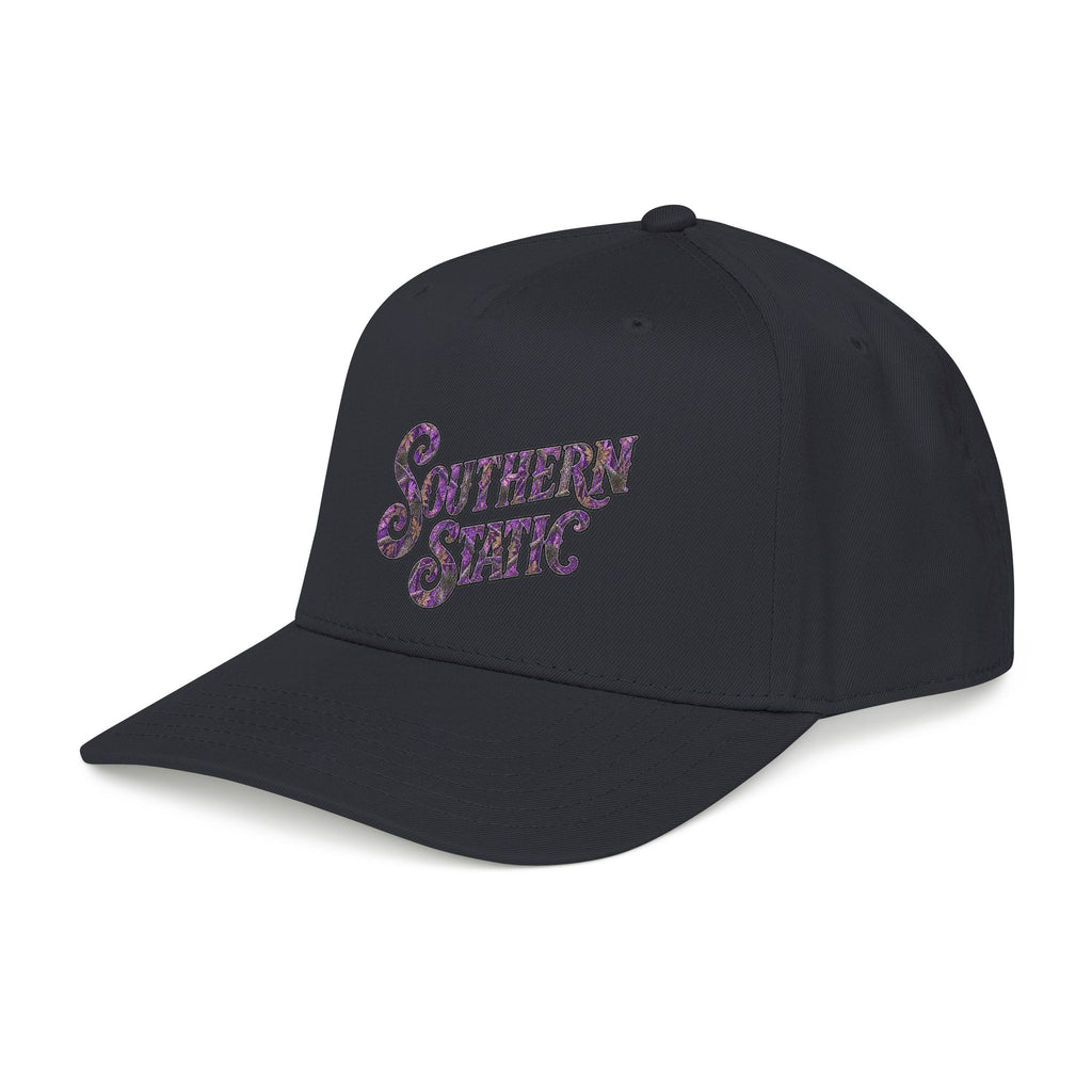 Southern Static Baseball Cap — Retro Floral Script Dad Hat