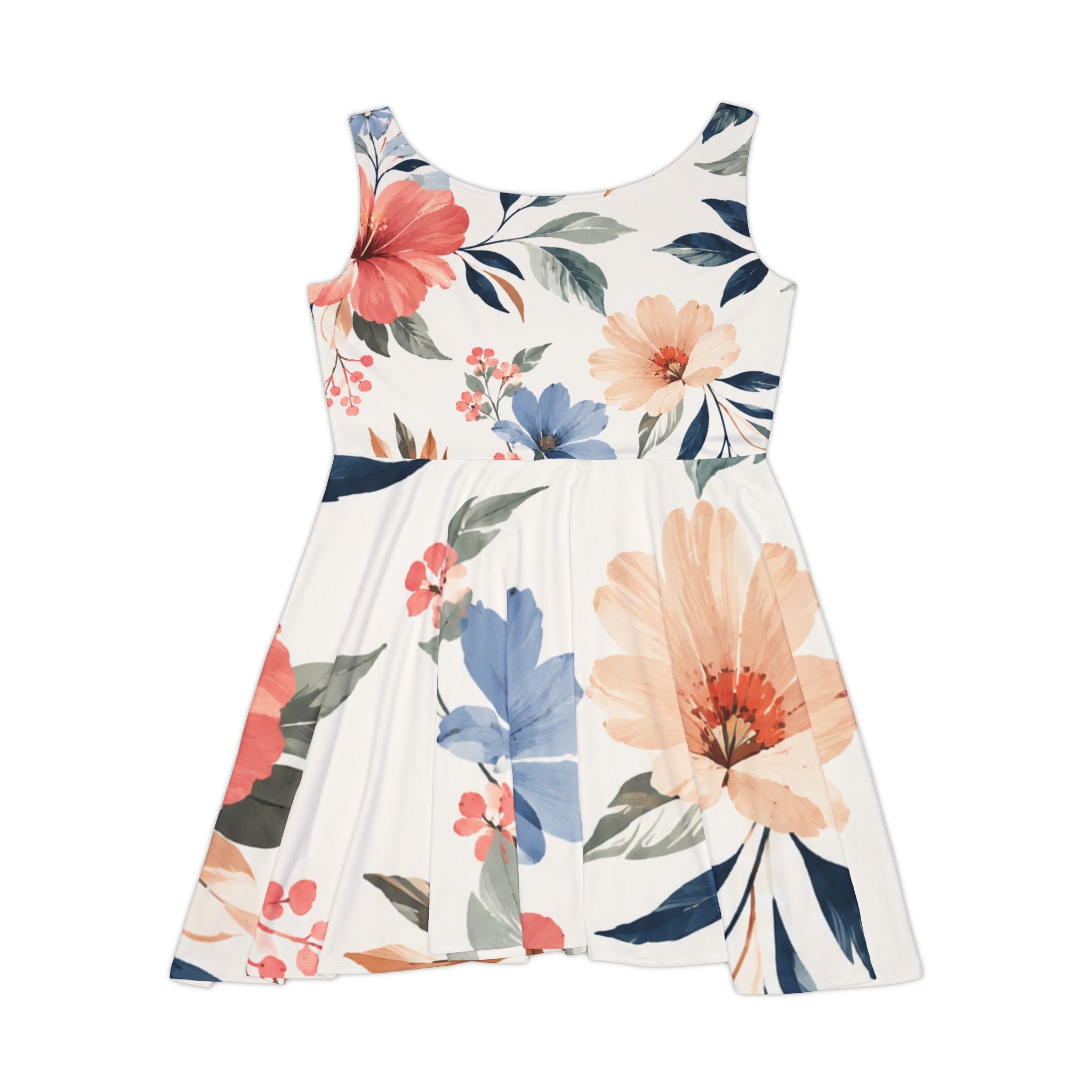 Floral Skater Dress – Pastel Watercolor Blossom Print