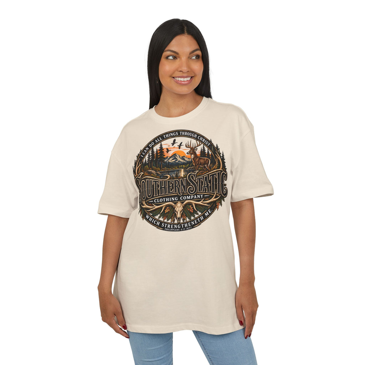 Southern Static Graphic Tee — Outdoor Vintage Sunset Design