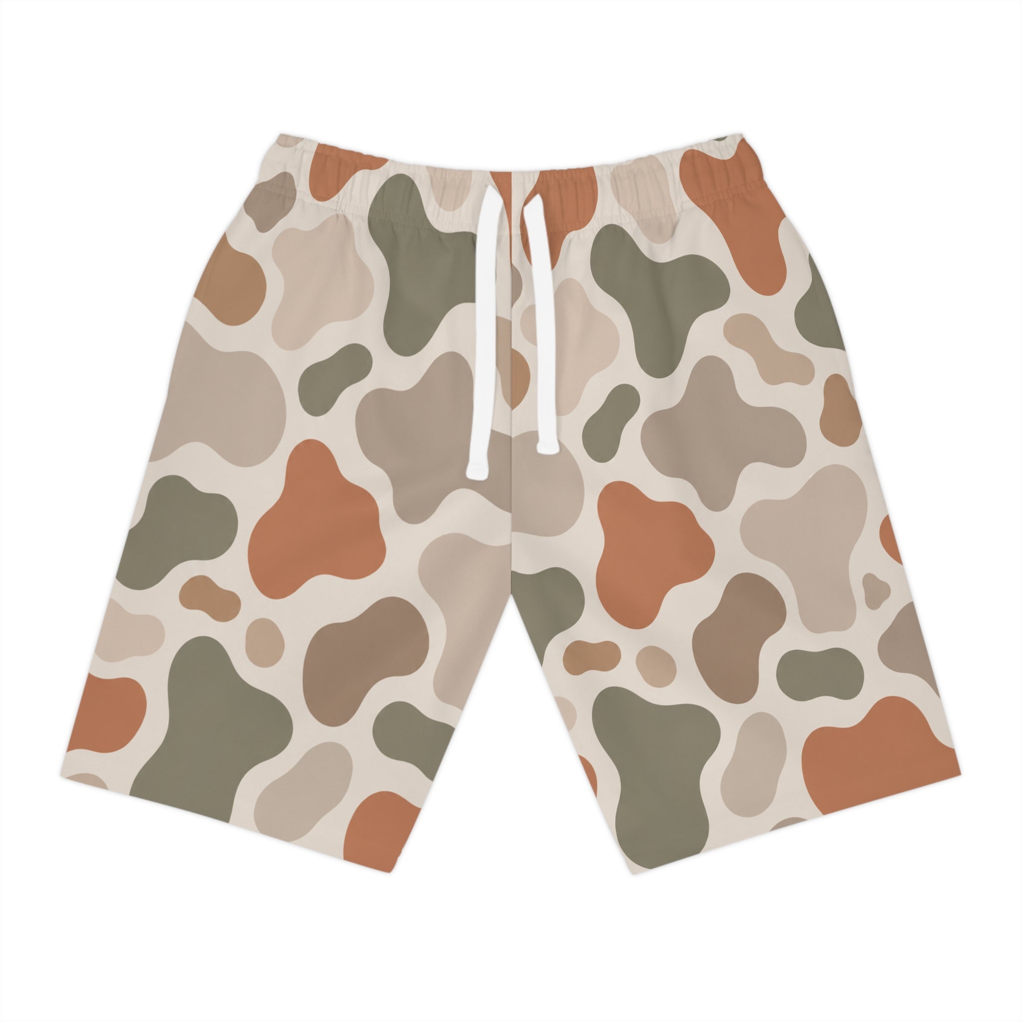 Desert Camo Athletic Long Shorts | Neutral Abstract Camo Print