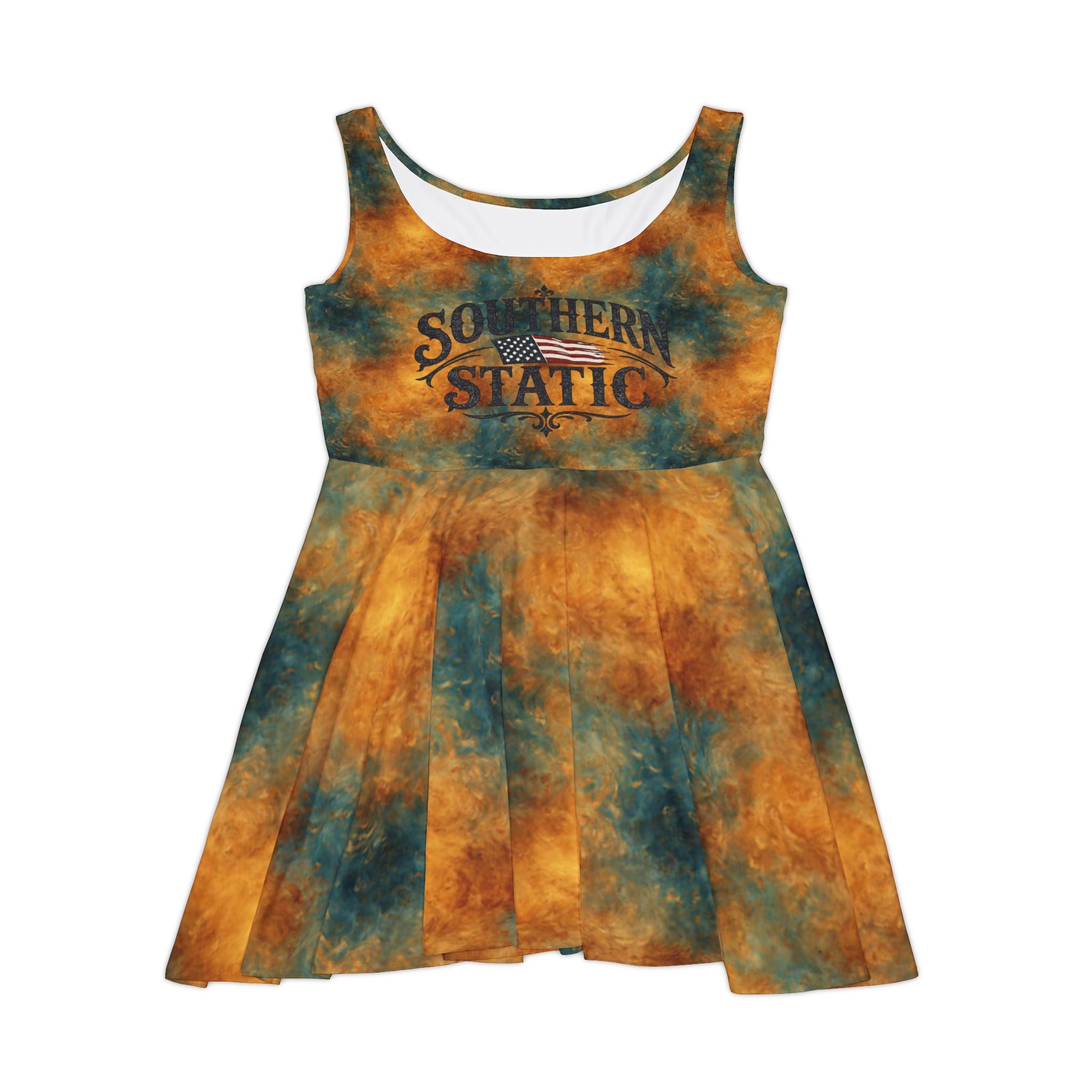 Southern Static Logo Skater Dress | Tie-Dye Orange Teal