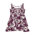 Floral Plum Skater Dress — Vintage White Hibiscus Print