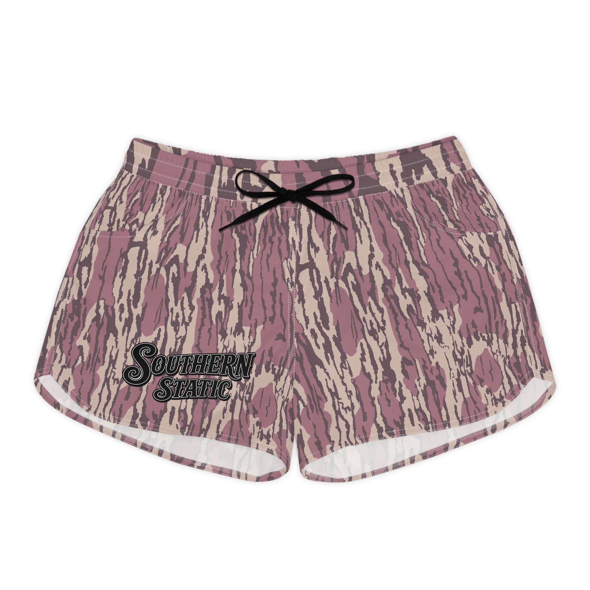 Women's Camo Lounge Shorts — Pink 'Southern Static' AOP Casual Sleepwear