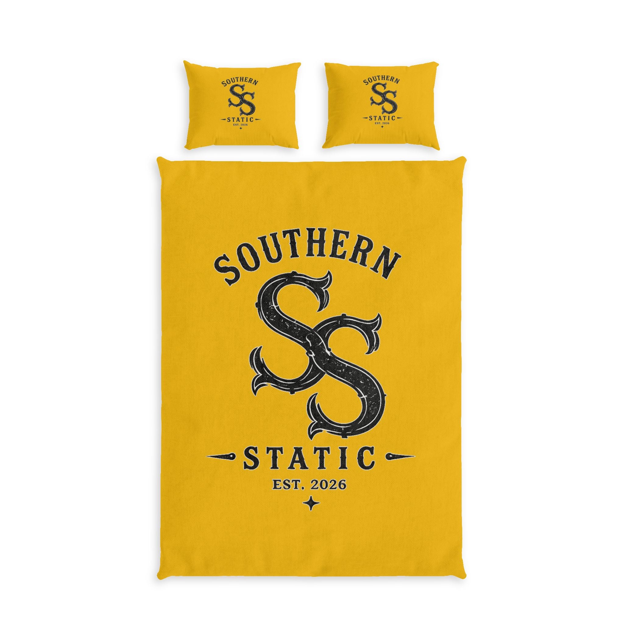 Southern Static Cotton Bed Set – Vintage Monogram Duvet Cover with Pillows