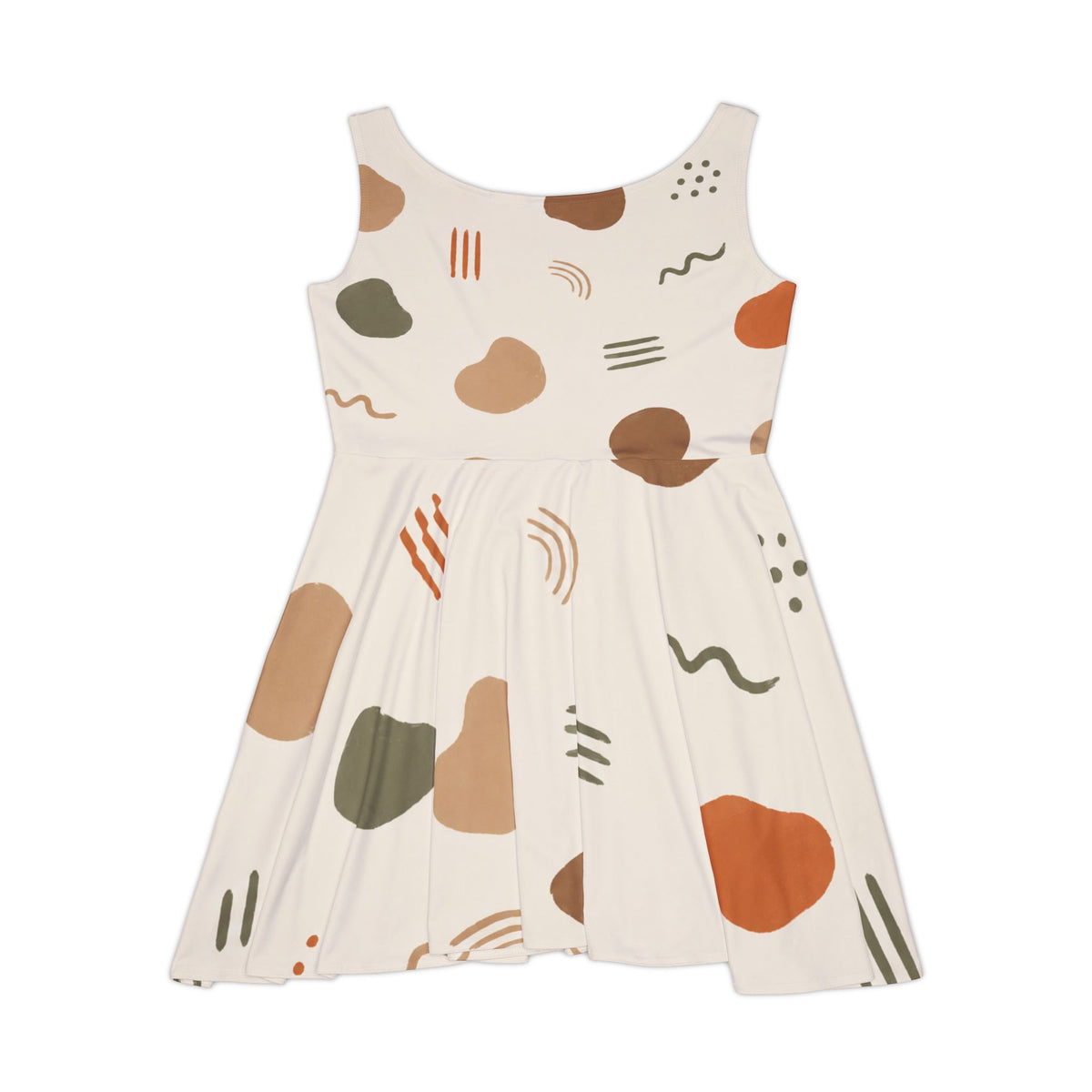 Abstract Earth Tone Shapes Skater Dress | AOP
