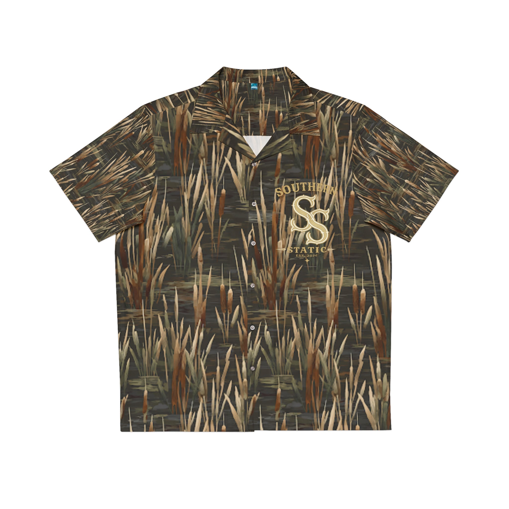 Reed Camouflage Hawaiian Shirt — Outdoor Fishing Beach Camp Shirt
