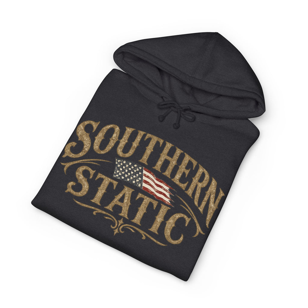 Southern Static distressed flag Hoodie | Americana vintage logo sweatshirt