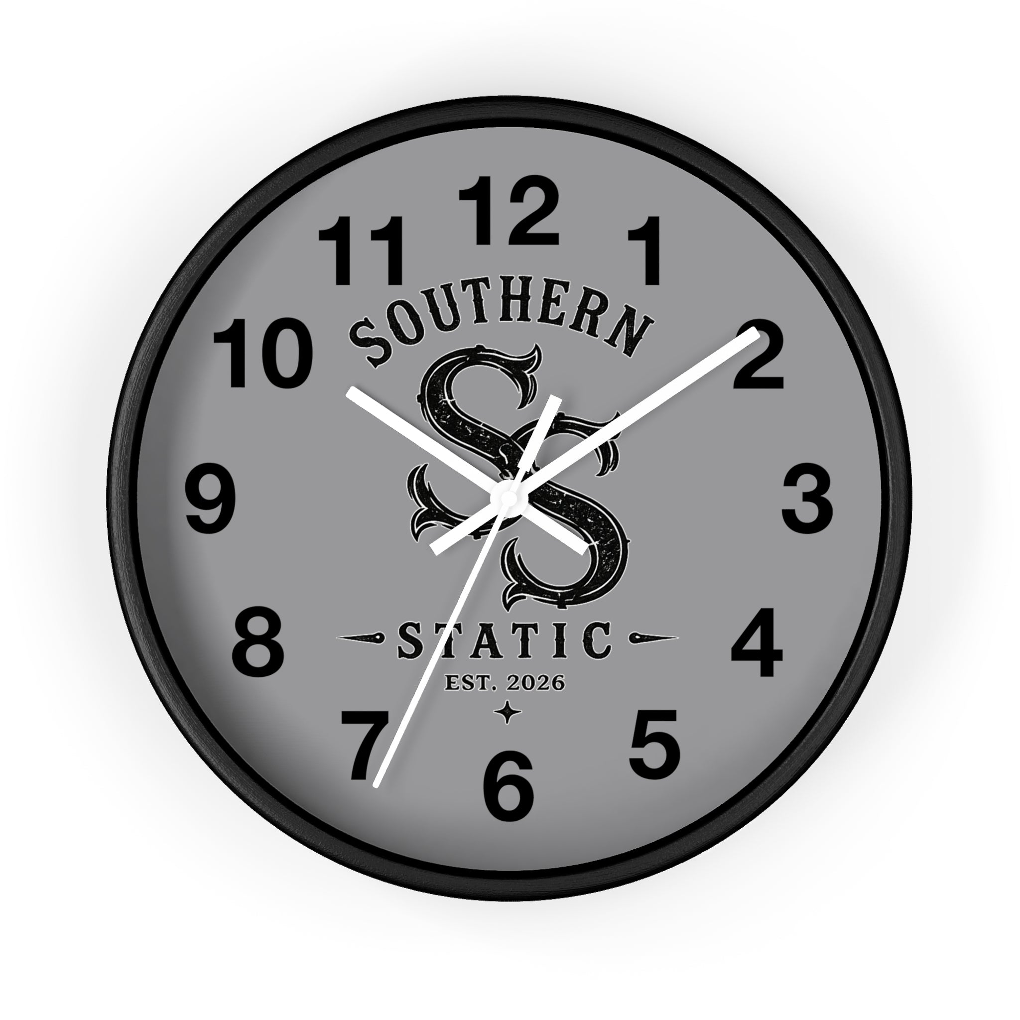 Southern Static Decorative Wall Clock — Vintage Monogram Gray Clock