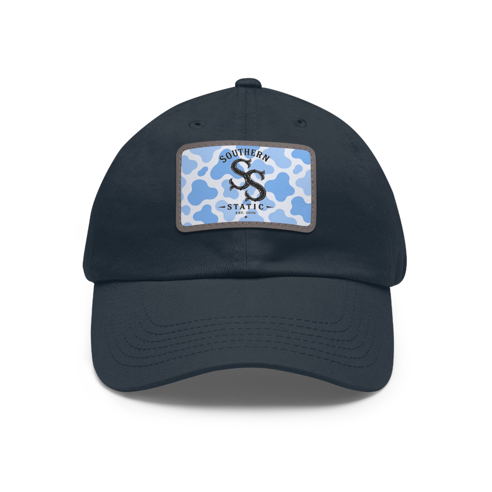 Southern Static Blue Camo Leather Patch Dad Hat