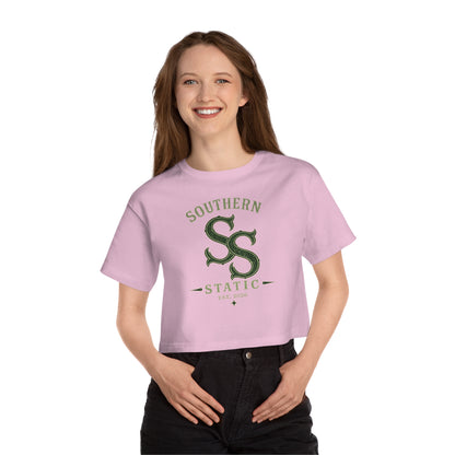 Southern Static Cropped T-Shirt — Vintage Athletic Logo Women’s Tee