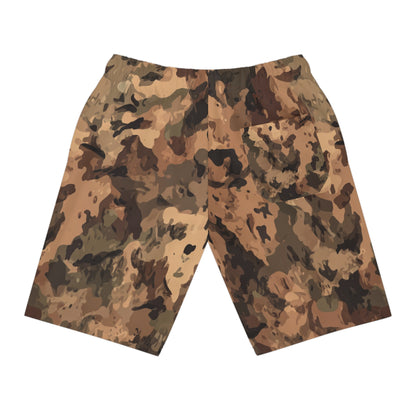Camo Athletic Long Shorts — Brown Desert Print