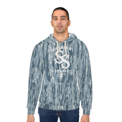 Camo Blue All-Over Print Hoodie — Southern Shackle Logo