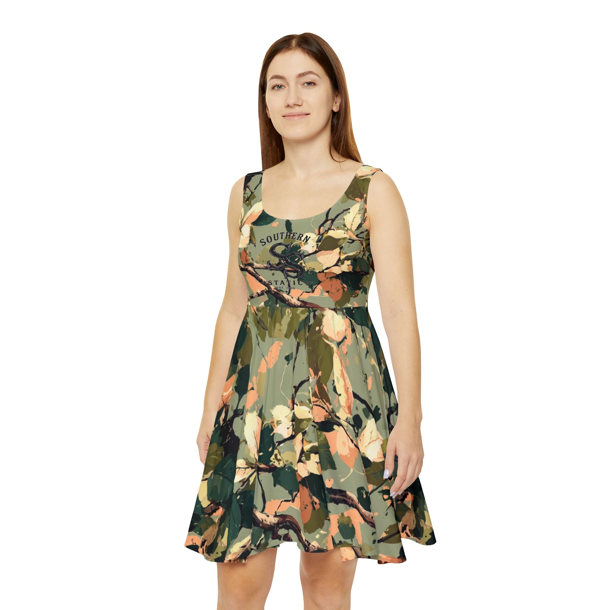 Floral Camo Skater Dress — Green Botanical AOP