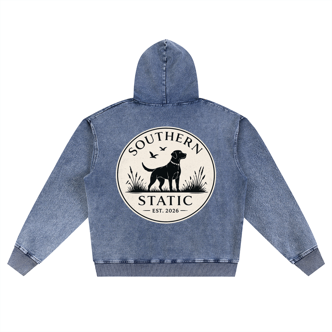Snow Wash Oversized Zip-Up Hoodie