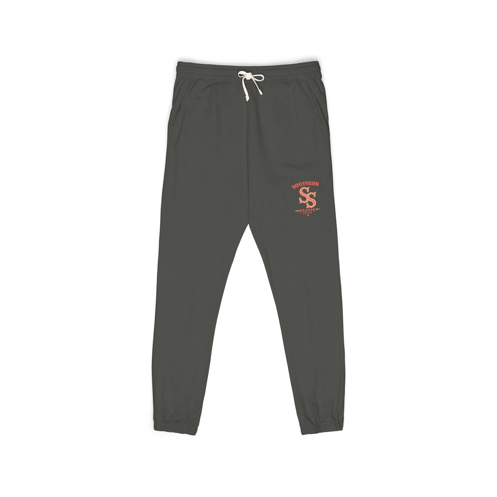 Embroidered Floral Snake Sweatpants — Garment-Dyed Fleece Joggers