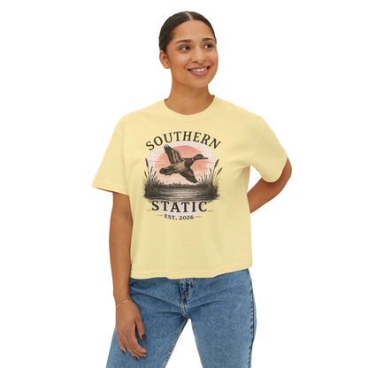Southern Static Duck Tee — Women's Boxy Hunting Shirt