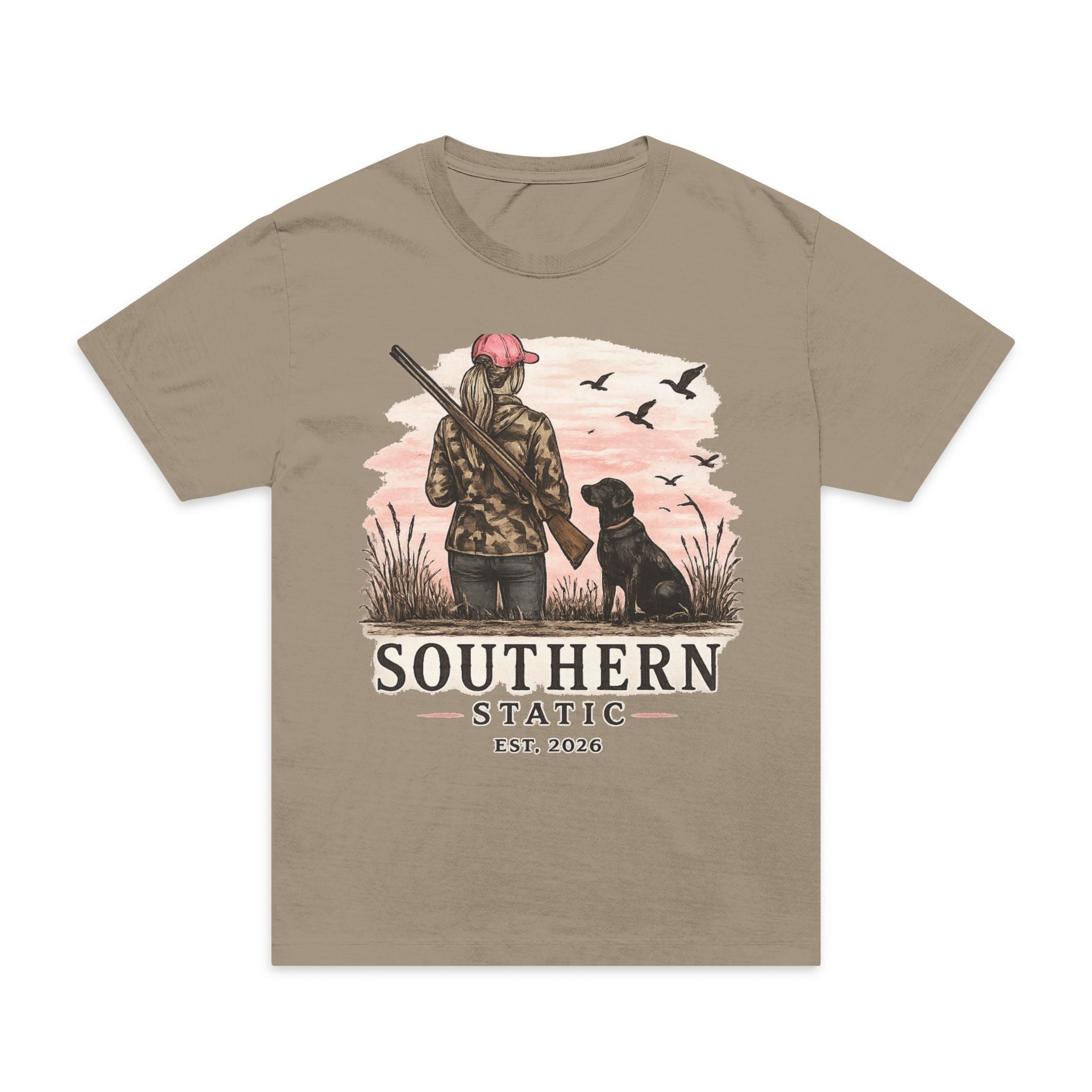 Girl’s T-Shirt — Southern Static Hunting Graphic Tee (dog, hunter, est. 2016)