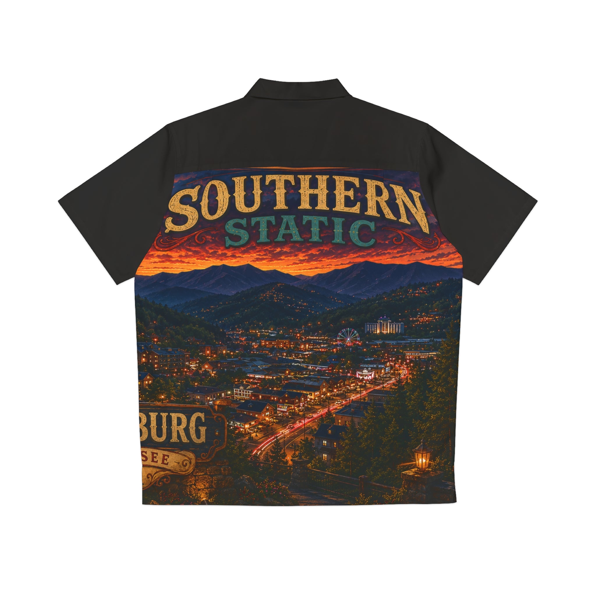 Sunset City Street Scene Hawaiian Shirt | Retro Neon Skyline AOP