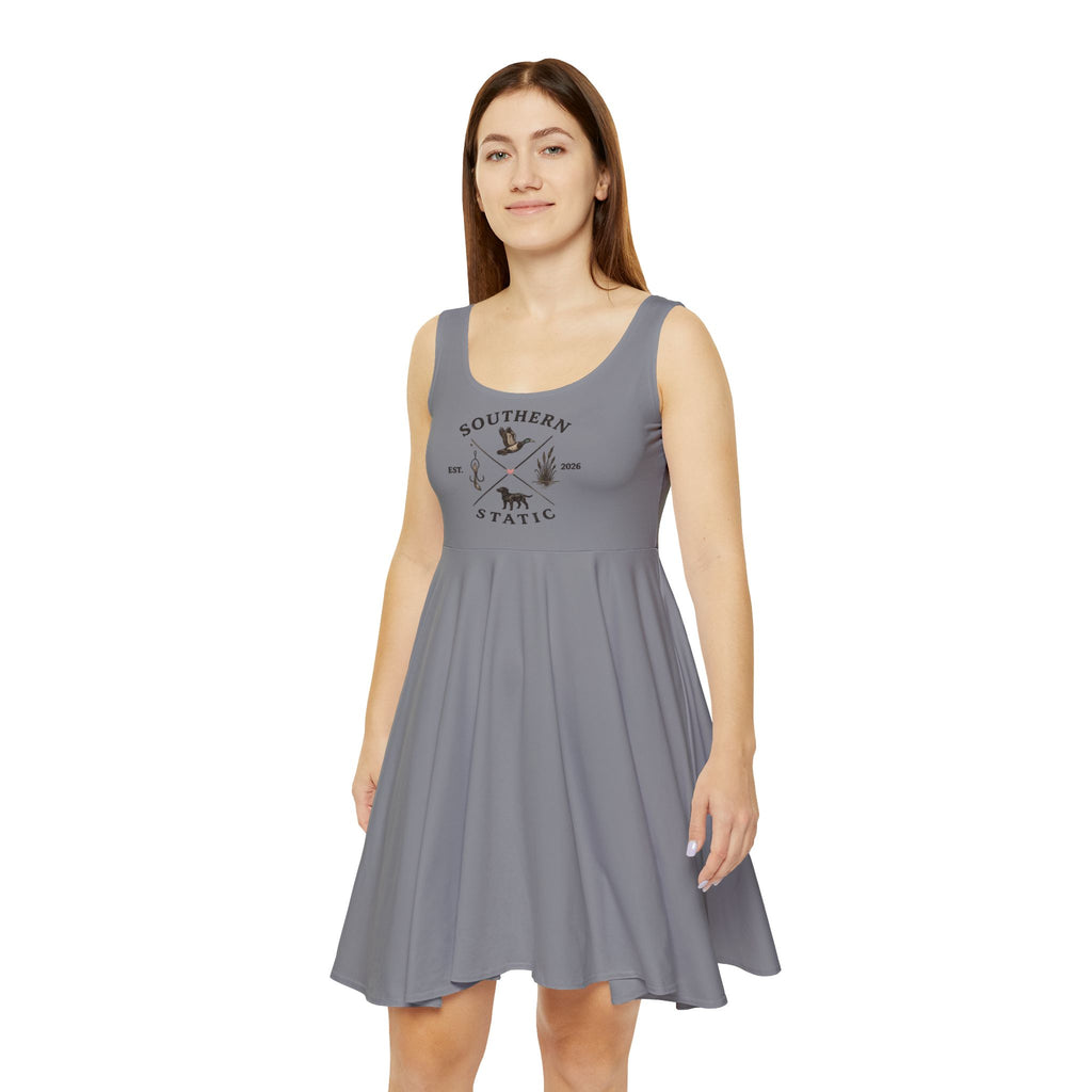 Southern Static Camo Skater Dress — Women's AOP Casual Dress
