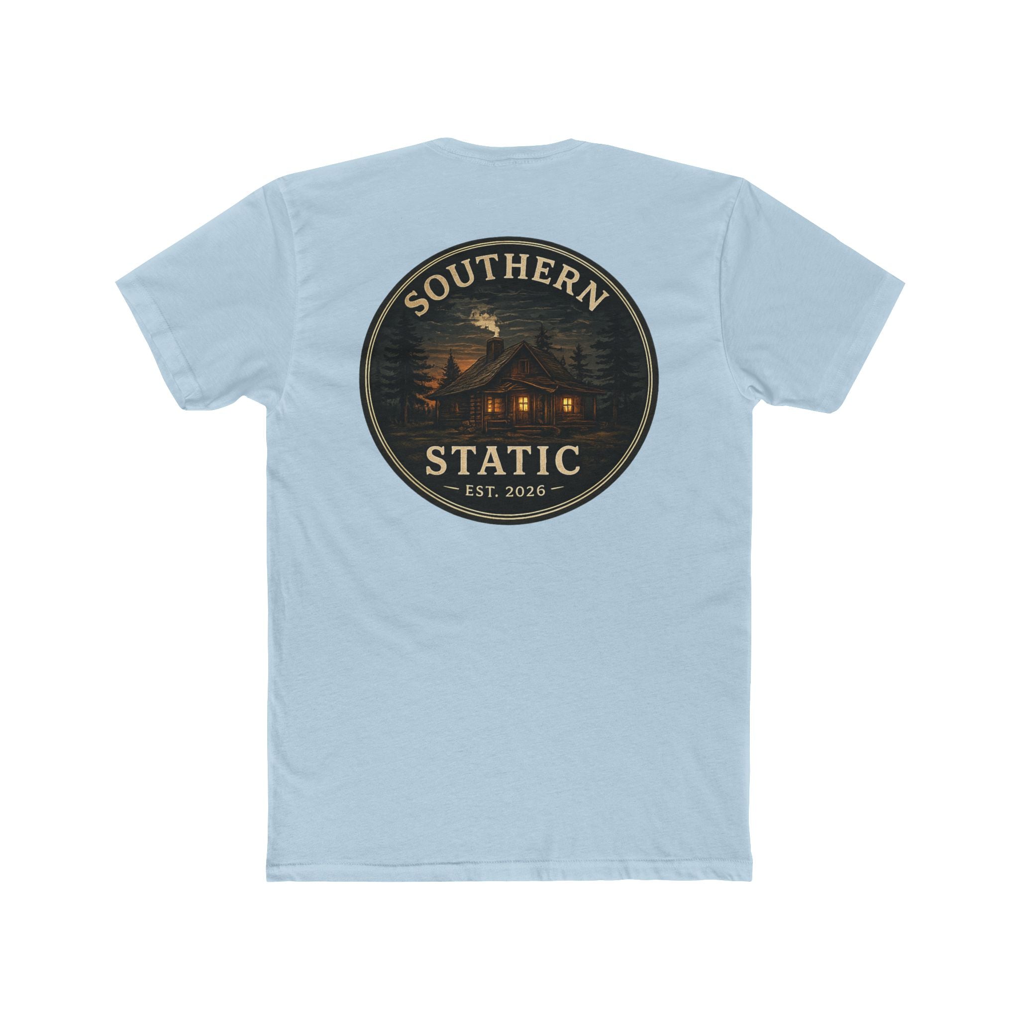 Southern Static Cabin Tee — Rustic Mountain Logo T-Shirt