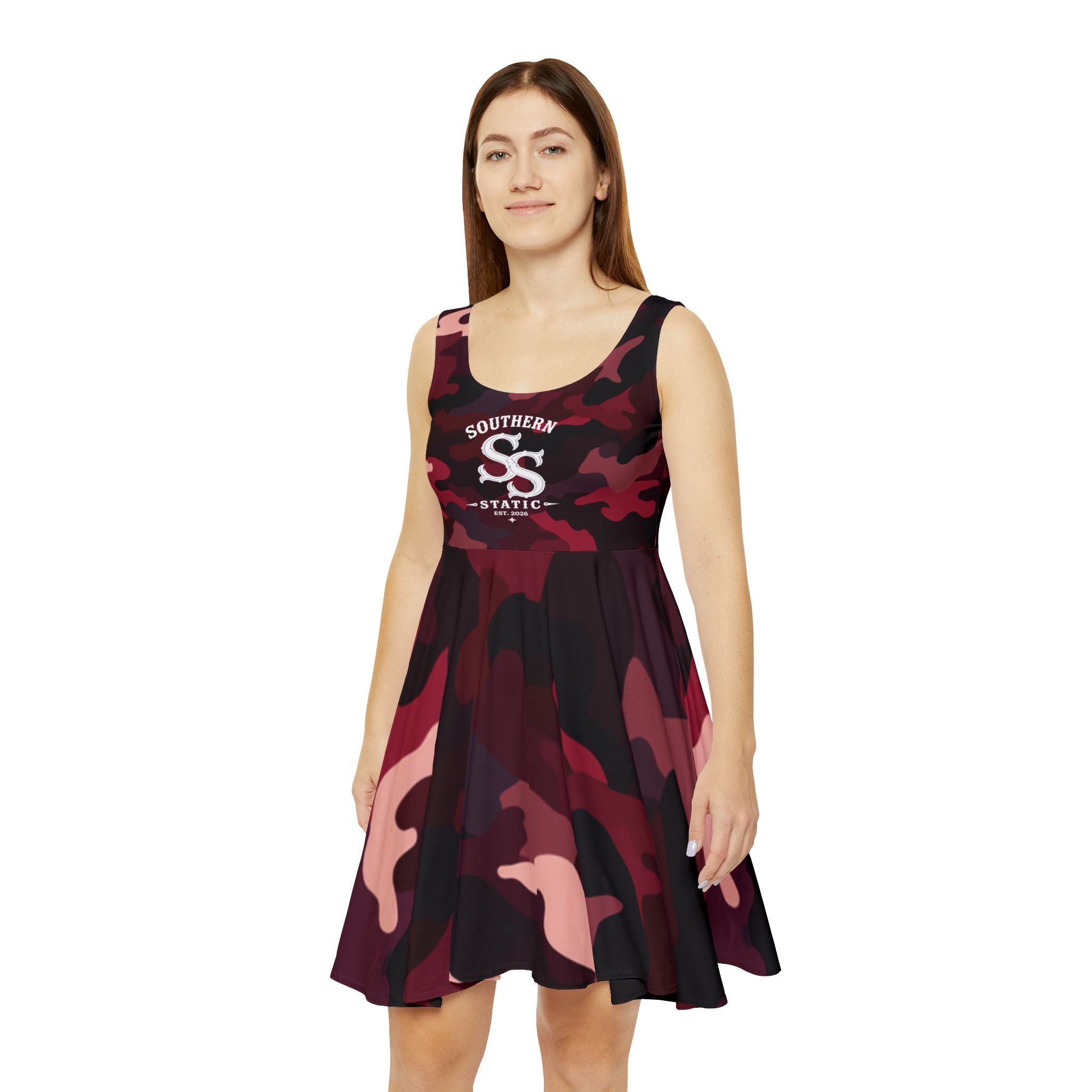 Red & Pink Camo Skater Dress – Southern Static Logo