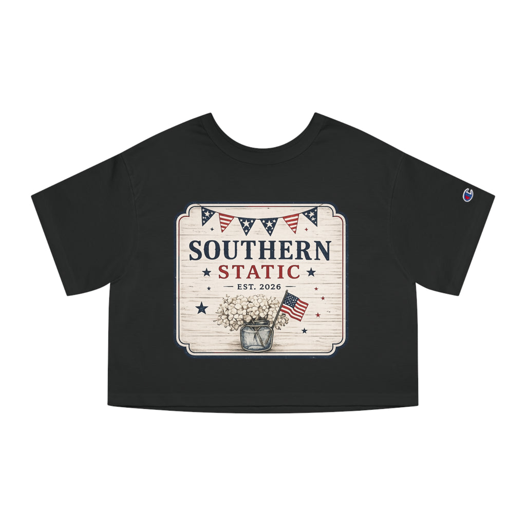 Women’s Southern Static Cropped T-Shirt – Vintage Americana 'Southern Static' Design