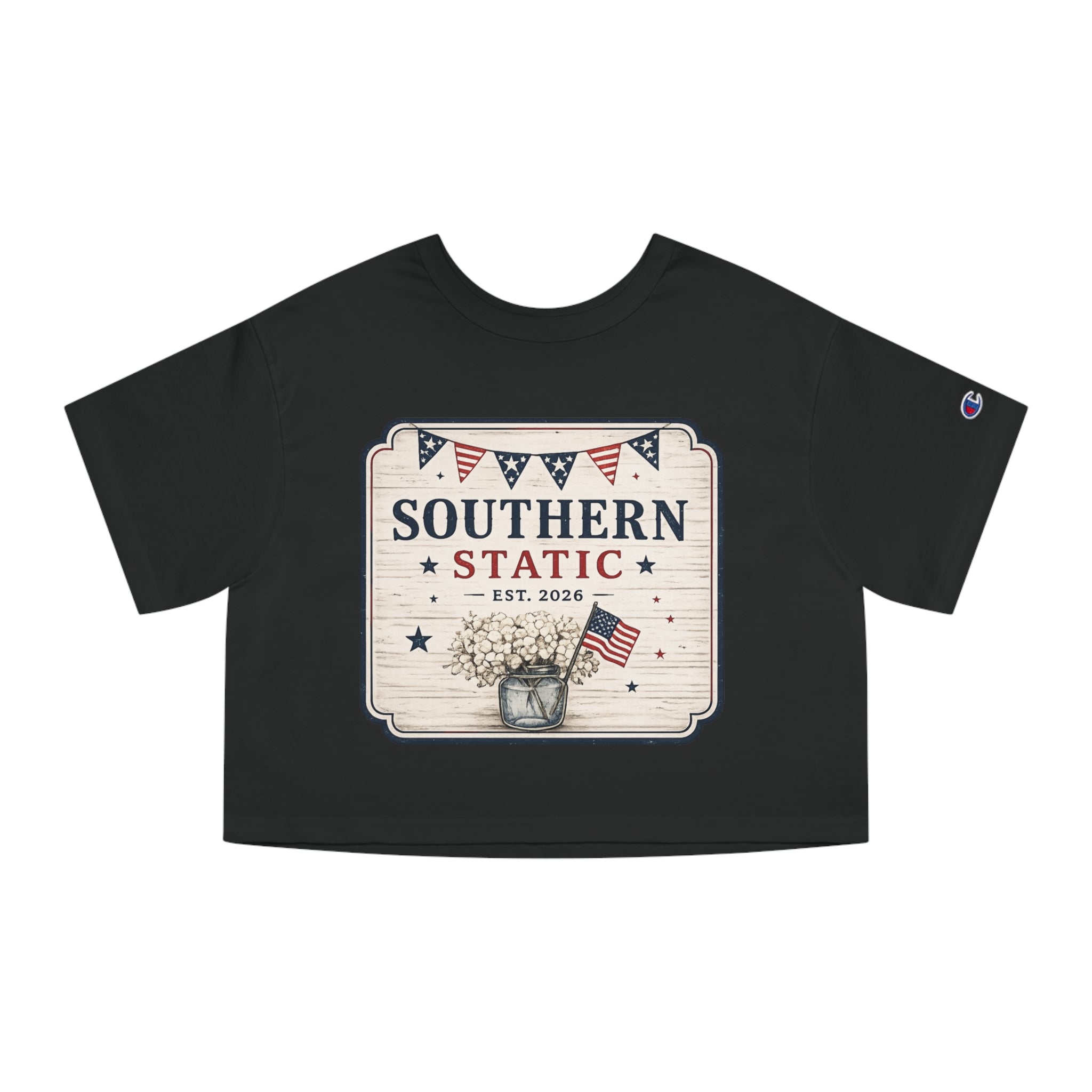 Women’s Southern Static Cropped T-Shirt – Vintage Americana 'Southern Static' Design