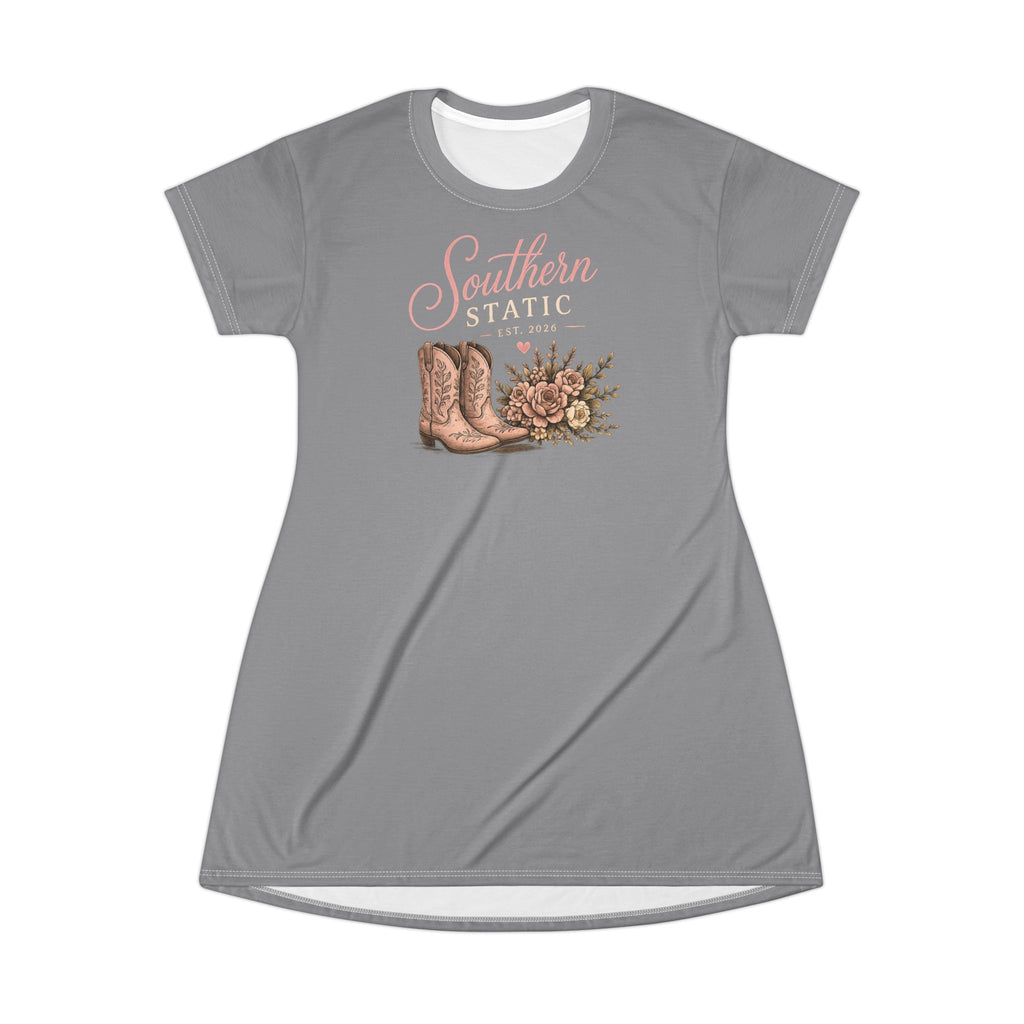 Southern Static Cowboy Boot Floral T-Shirt Dress
