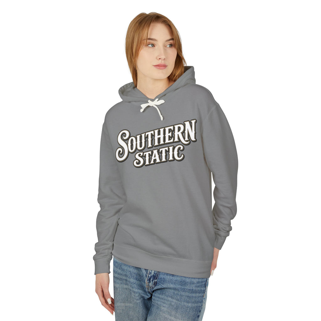 Southern Static Hoodie — Retro Script Pullover Sweatshirt