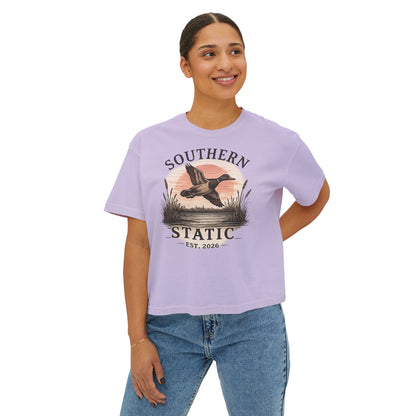 Southern Static Duck Tee — Women's Boxy Hunting Shirt